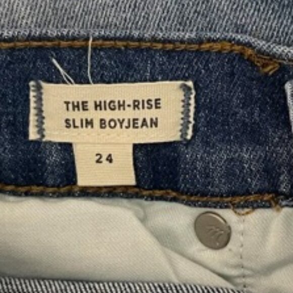 Madewell Size 24 The High Rise Slim Distressed Raw Hem Boyfriend Jeans N… - Picture 5 of 10